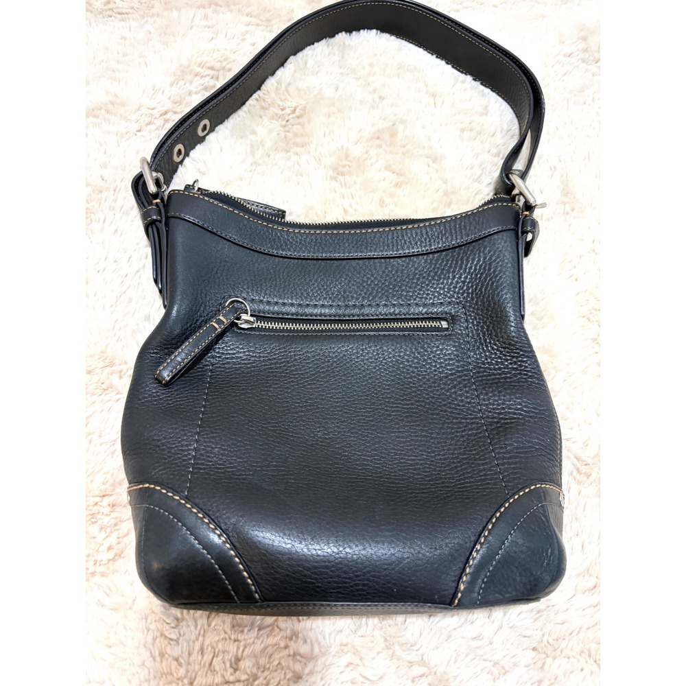 Vintage Y2K Archival Coach Bleecker Black Pebbled Leather Hobo Bag F12319 Purse - Picture 2 of 7